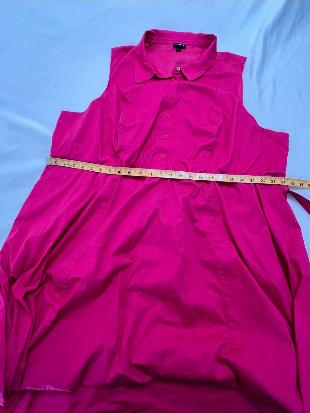 Torrid Fuchsia Pink Sleeveless Button Front Shirt Dress Belted Plus Size 4X - Picture 5 of 11